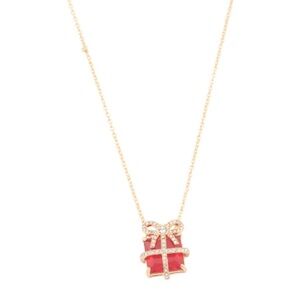 True To Form Christmas Present Gold Rhinestone Necklace New